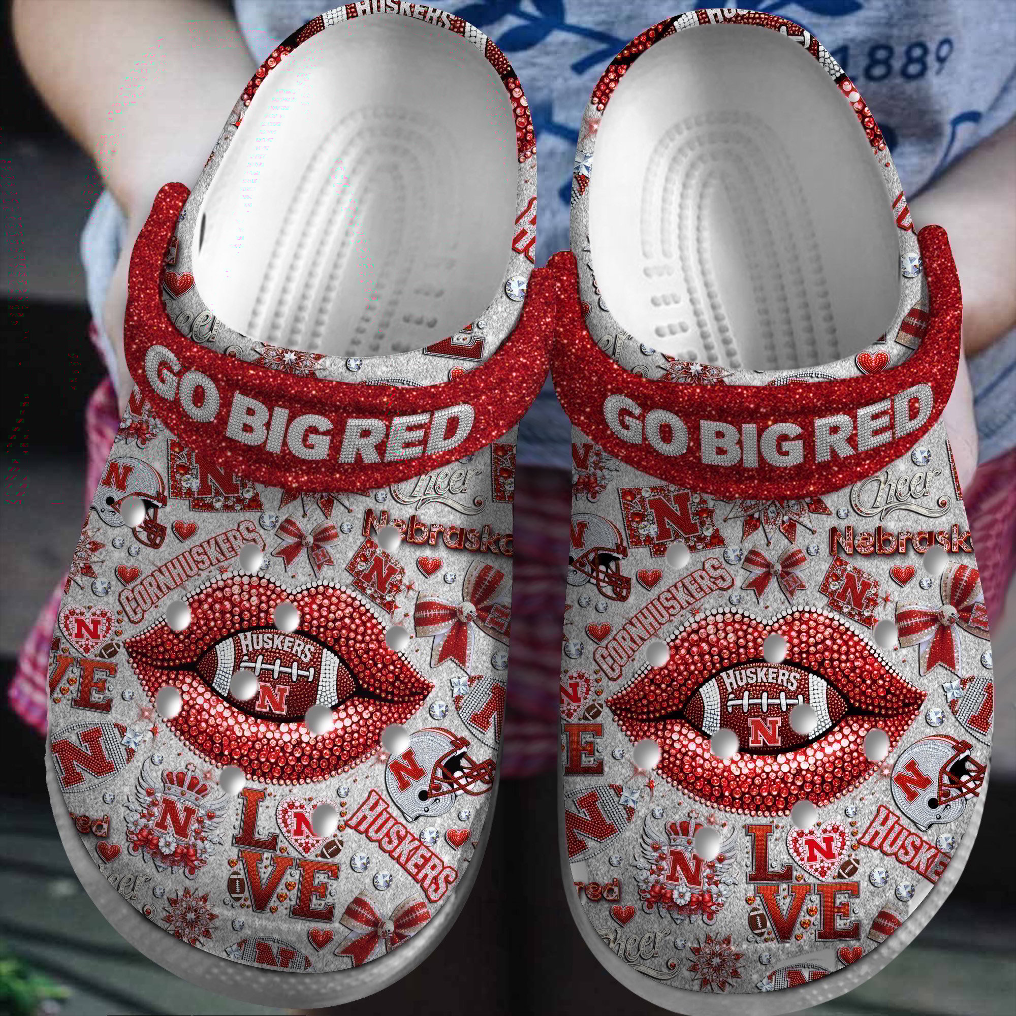 Nebraska Cornhuskers NCAA Sport Crocs Crocband Clogs Shoes Comfortable For Men Women and Kids