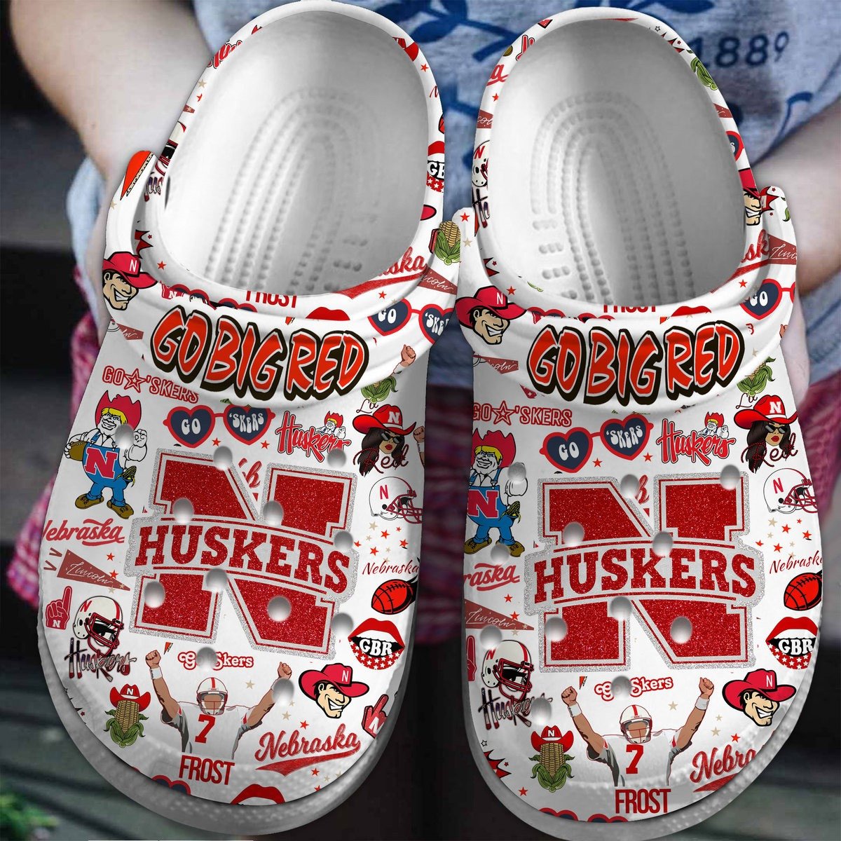 Nebraska Cornhuskers NCAA Sport Crocs Crocband Clogs Shoes Comfortable For Men Women and Kids