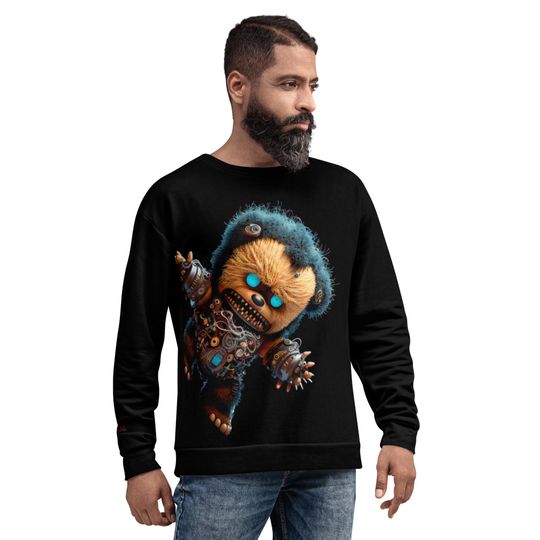 Neon Cyberpunk Zombie Teddy Bear Unisex Sweatshirt - Image 11