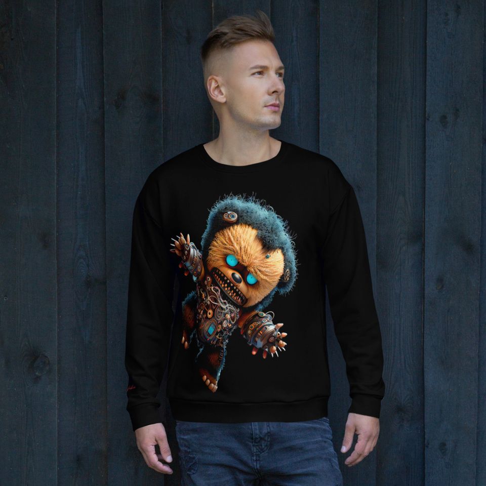 Neon Cyberpunk Zombie Teddy Bear Unisex Sweatshirt - Image 4