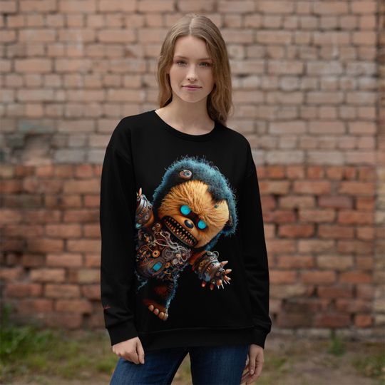Neon Cyberpunk Zombie Teddy Bear Unisex Sweatshirt - Image 12