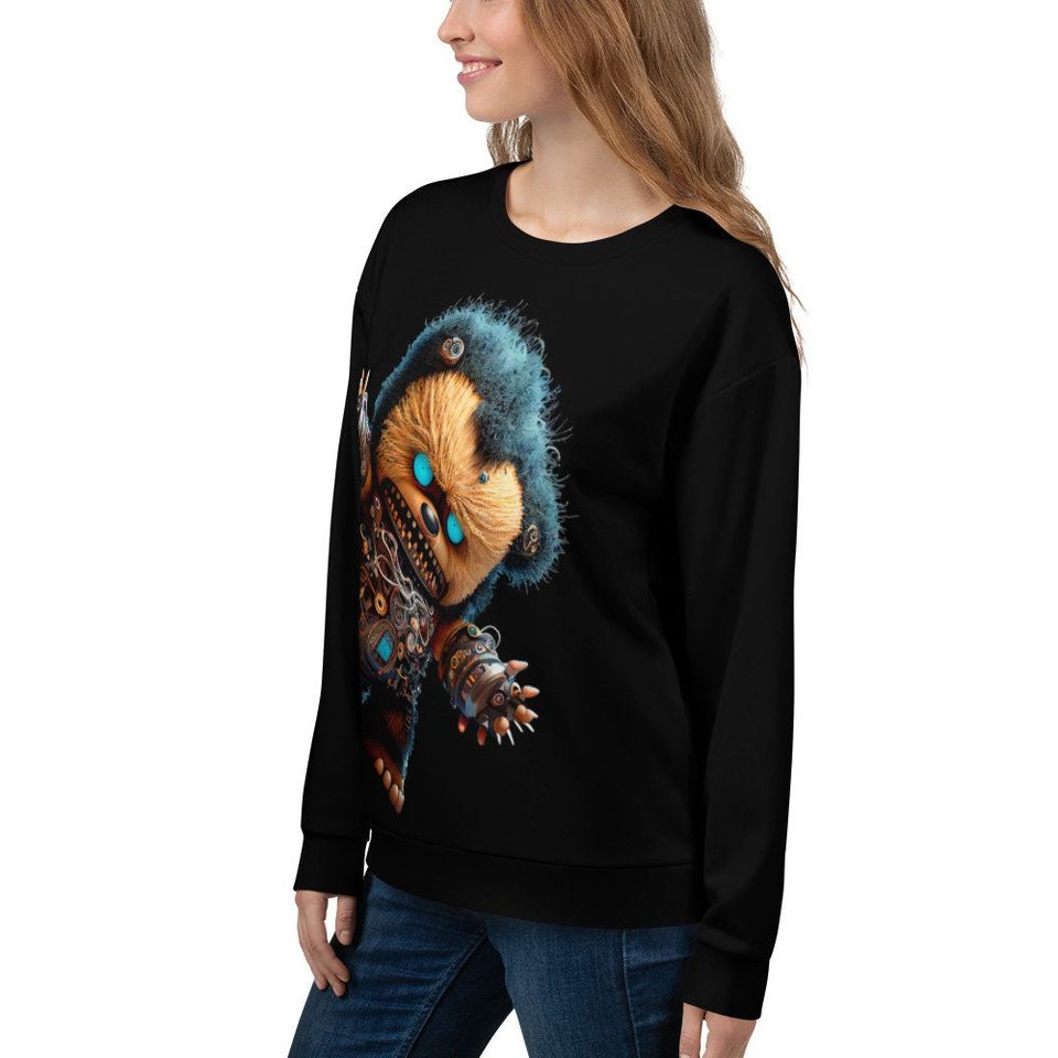 Neon Cyberpunk Zombie Teddy Bear Unisex Sweatshirt - Image 7