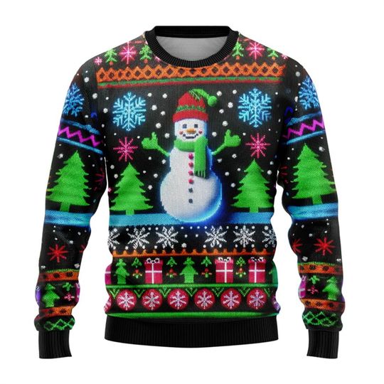 Neon Snowman Graphic Sweatshirts 2025 Merry Christmas 3D Printed Ugly Sweate - Image 2