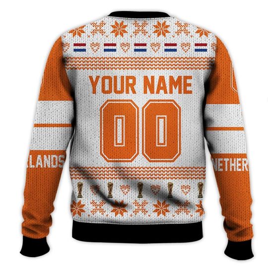 Netherlands National Team, Personalized Custom Name Number, Qatar World Cup 2022 3D Sweater - Image 6