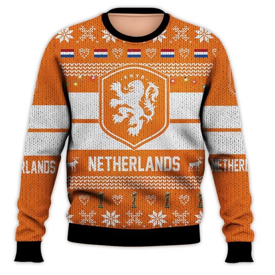 Netherlands National Team, Personalized Custom Name Number, Qatar World Cup 2022 3D Sweater - Image 5