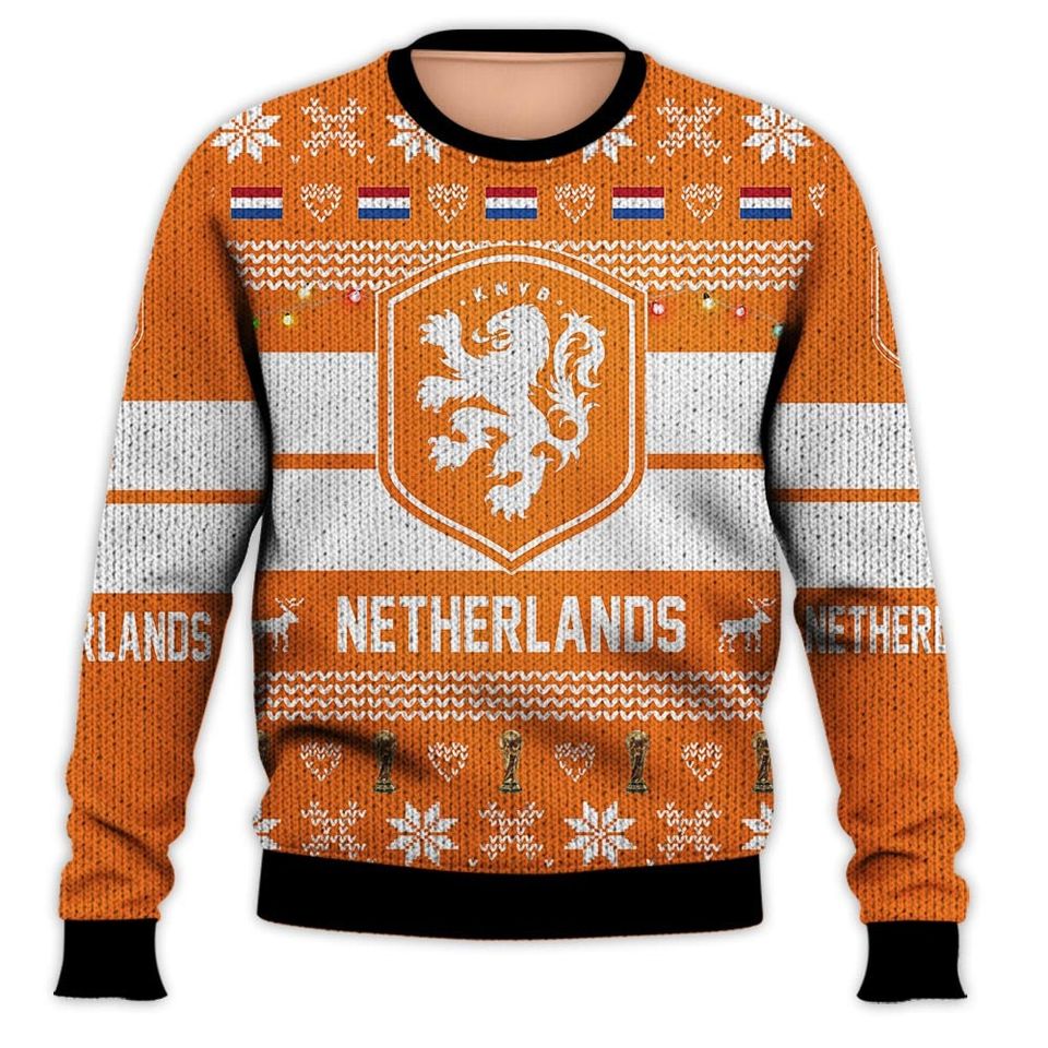 Netherlands National Team, Personalized Custom Name Number, Qatar World Cup 2022 3D Sweater - Image 2