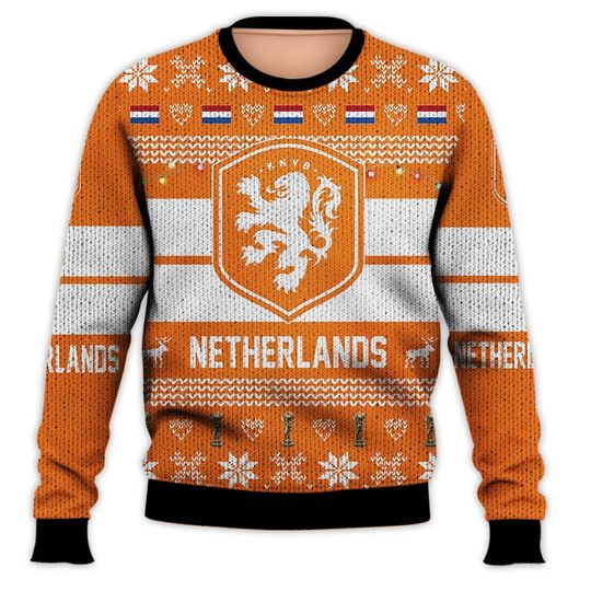 Netherlands National Team, Personalized Custom Name Number, Qatar World Cup 2022 3D Sweater - Image 5