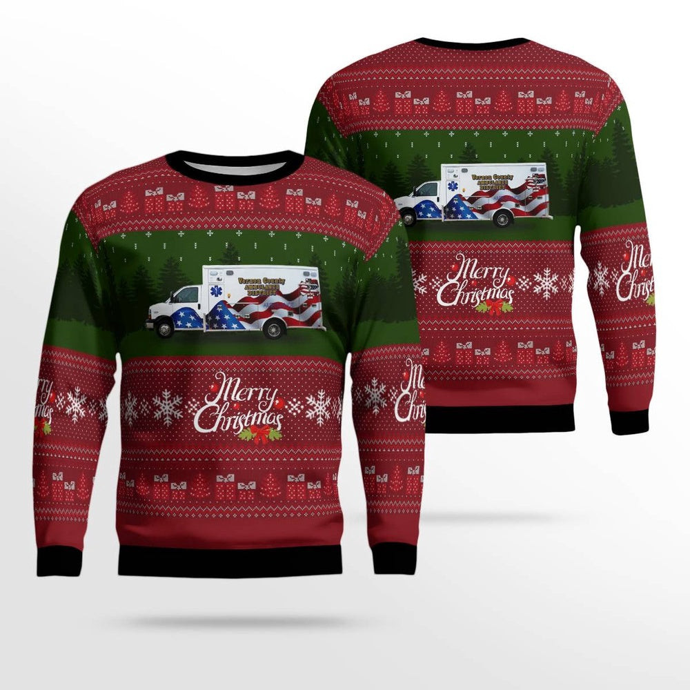 Nevada Missouri Vernon County Ambulance District Christmas AOP Ugly Sweater Christmas Unisex Sweaters Gift For Christmas