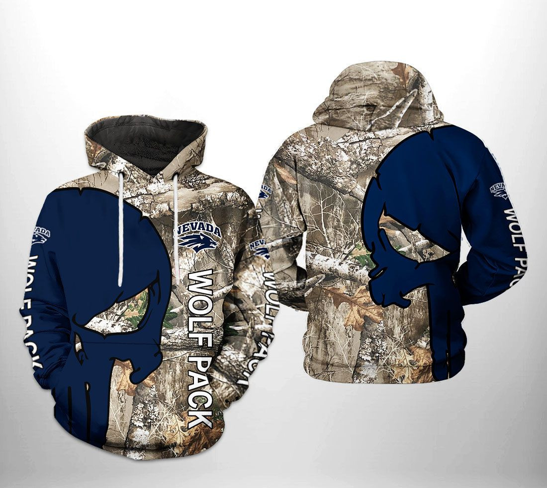 Nevada Wolf Pack NCAA Camo Veteran Hunting 3D All Over Print Hoodie, Zip Hoodie
