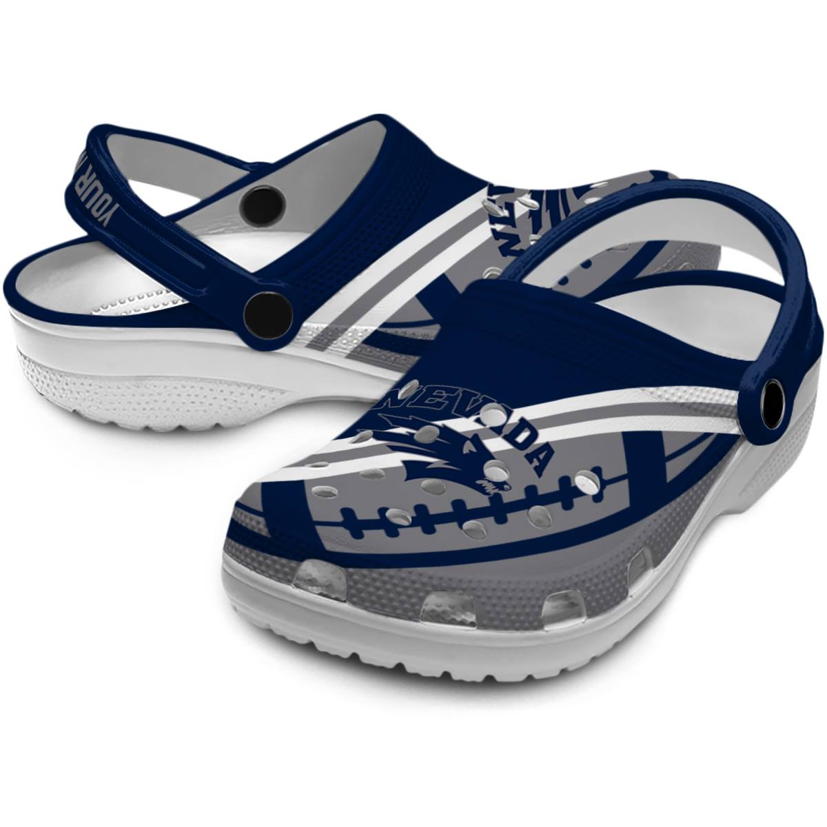 Nevada Wolf Pack NCAA Sport Crocs Crocband Clogs Shoes Comfortable For Men Women and Kids - Image 3