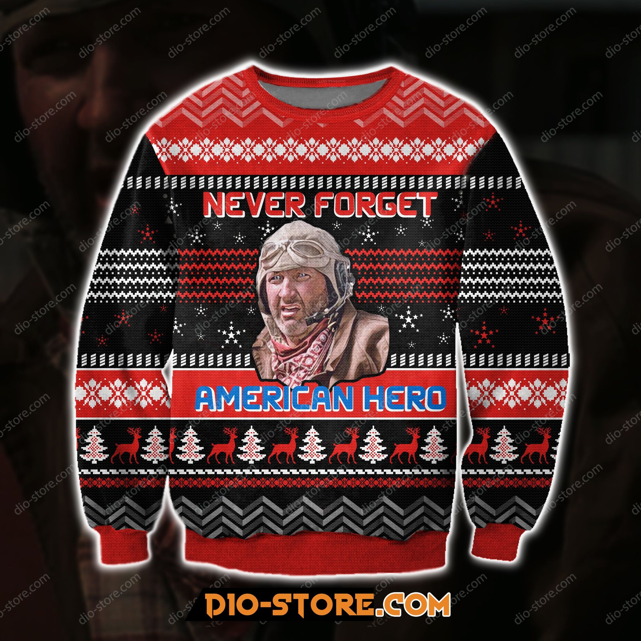 Never Forget American Hero Knitting Pattern For Unisex Ugly Christmas Sweater Adult 3D Funny Matching for family