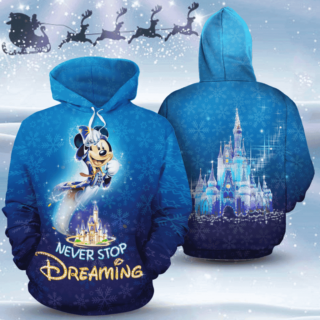 Never Stop Dreaming Mickey Art 3D All Over Print Hoodie, Zip Hoodie