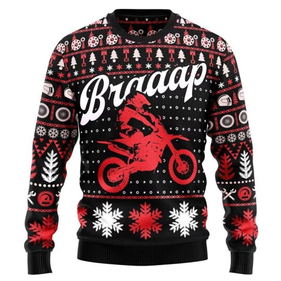 NEW! Braaap Moto Ugly Christmas Sweater, Braaap Ugly Sweater