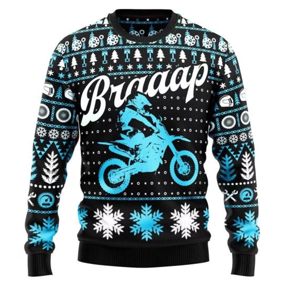 NEW! Braaap Moto Ugly Christmas Sweater, Braaap Ugly Sweater - Image 3