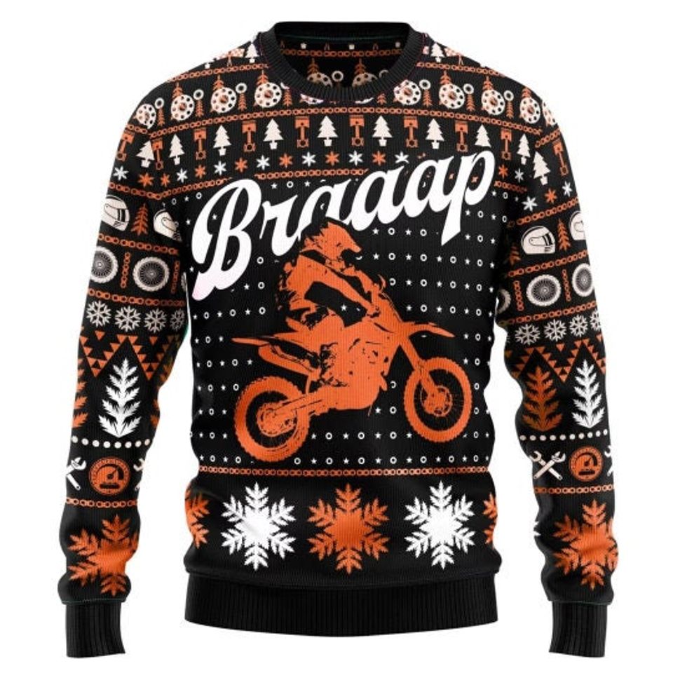 NEW! Braaap Moto Ugly Christmas Sweater, Braaap Ugly Sweater - Image 5