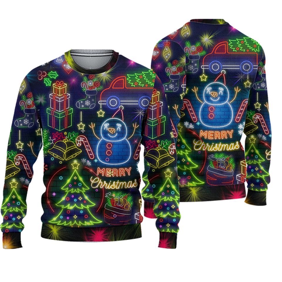 New! Bright Neon Christmas Sweater