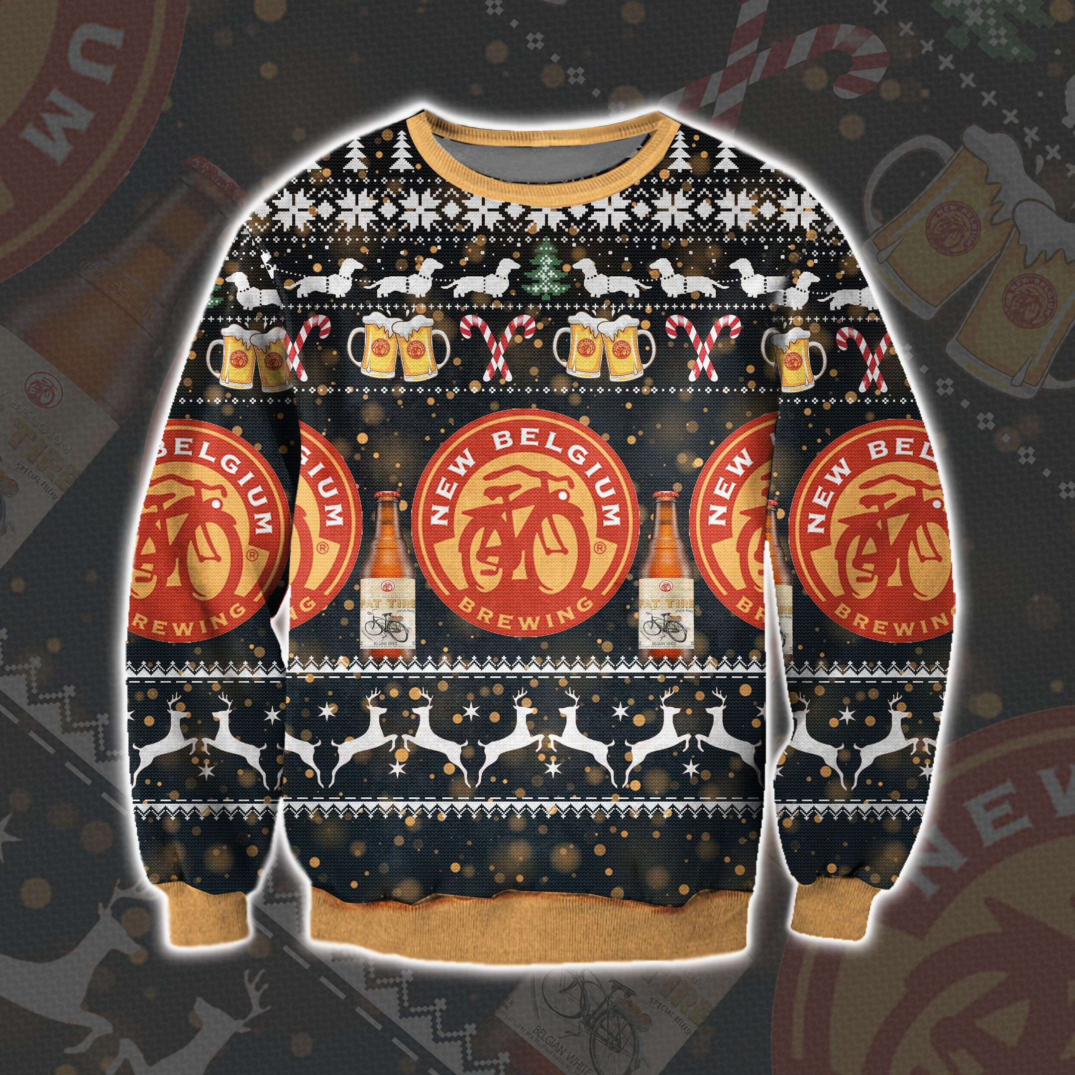 New Belgium Brewing Knitting Pattern 3D Print Ugly Christmas Sweater Adult 3D Funny Matching for family
