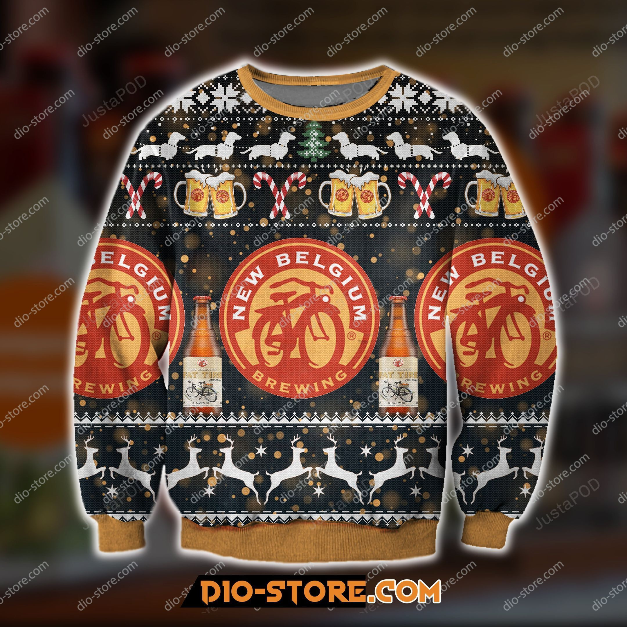 New Belgium Brewing Knitting Pattern Ugly Christmas Sweater Adult 3D Funny Matching for family