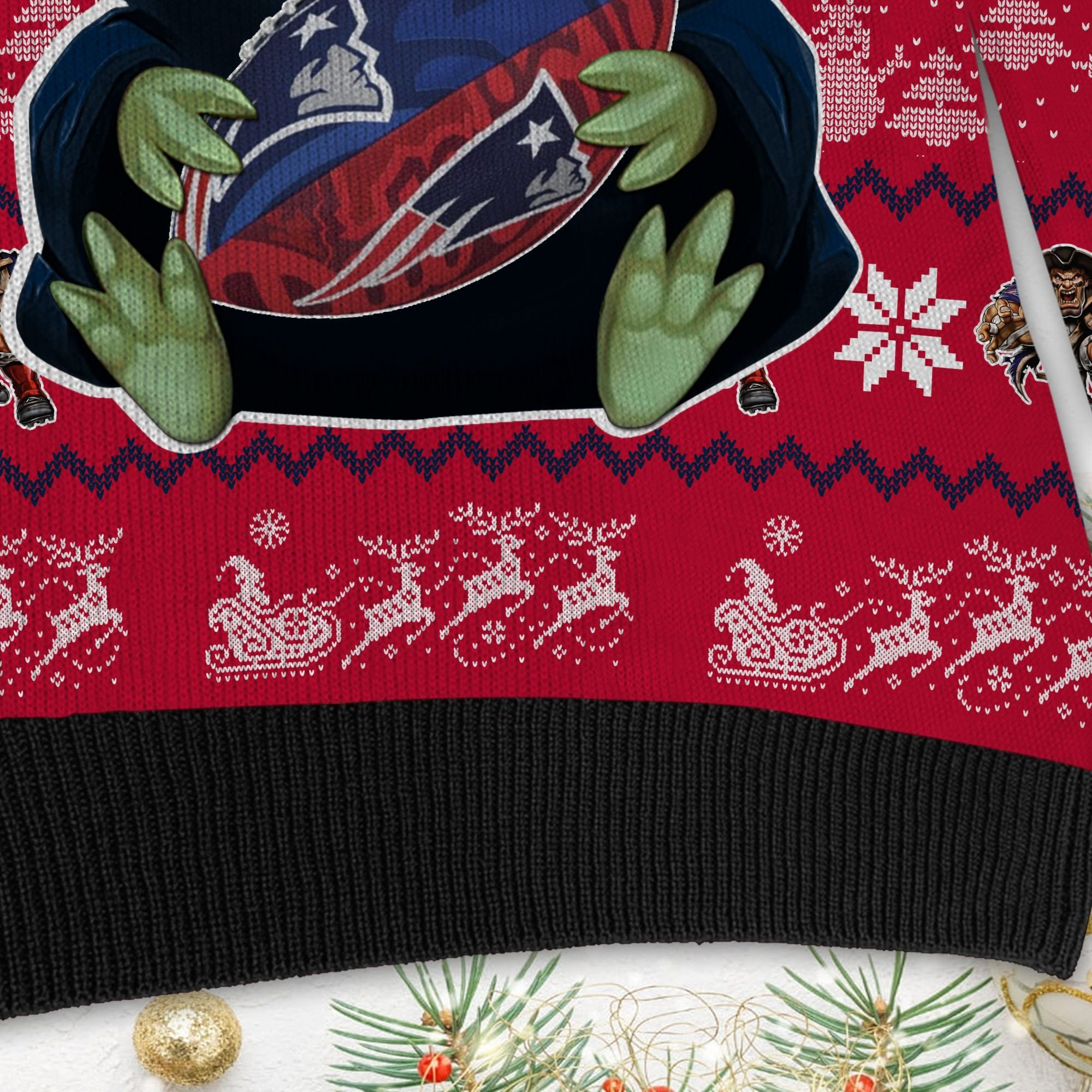 New England Patriots Baby Yoda Ugly Christmas Sweater Adult 3D Funny Matching for family - Image 3