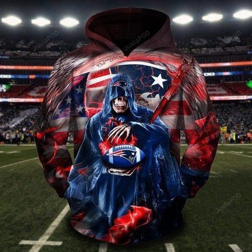 New England Patriots Death Skull 3D All Over Print Hoodie, Zip Hoodie