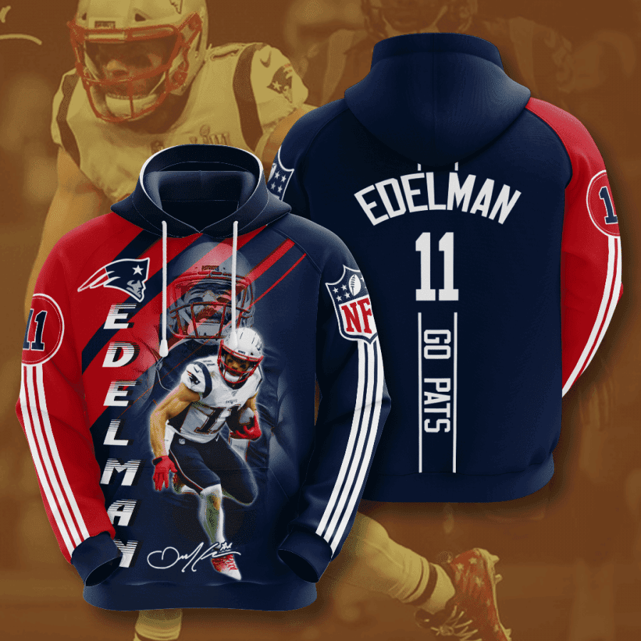New England Patriots Julian Edelman 3D All Over Print Hoodie, Zip Hoodie
