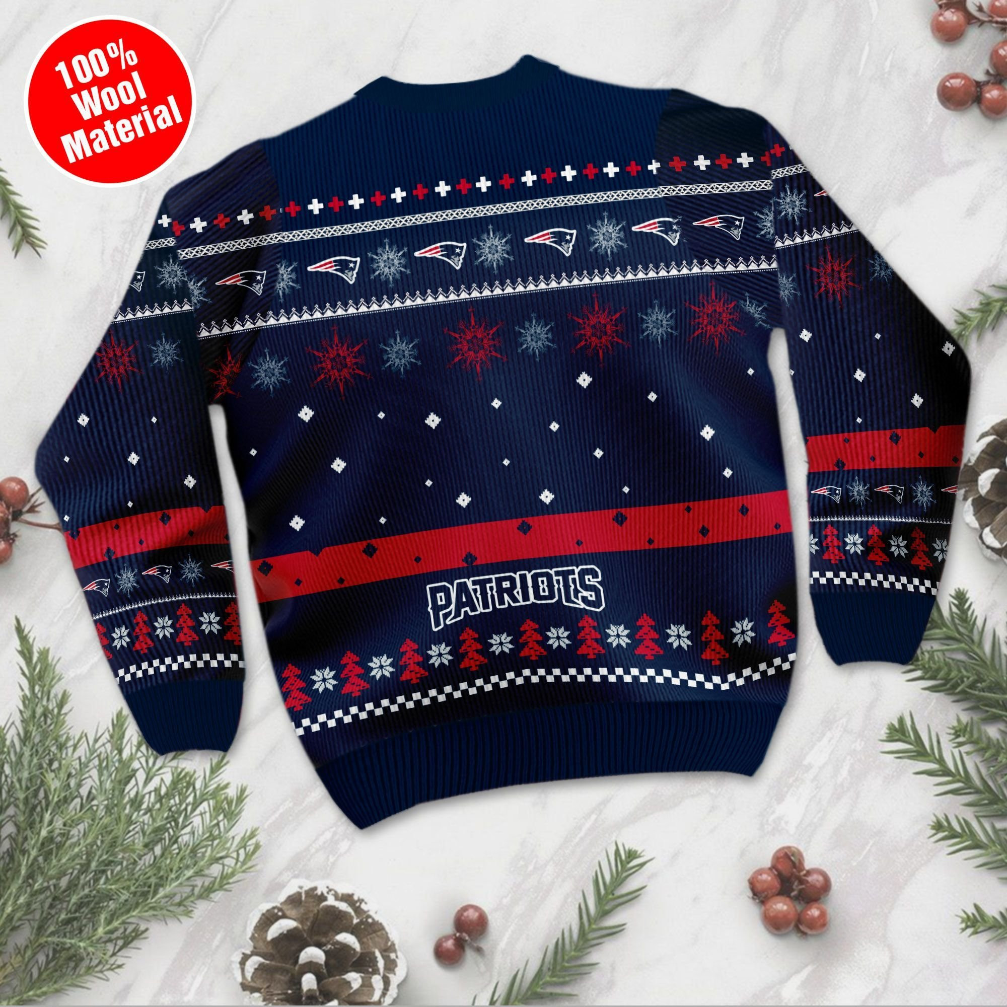 New England Patriots Mickey Mouse Funny Ugly Christmas Sweater Adult 3D Funny Matching for family - Image 2