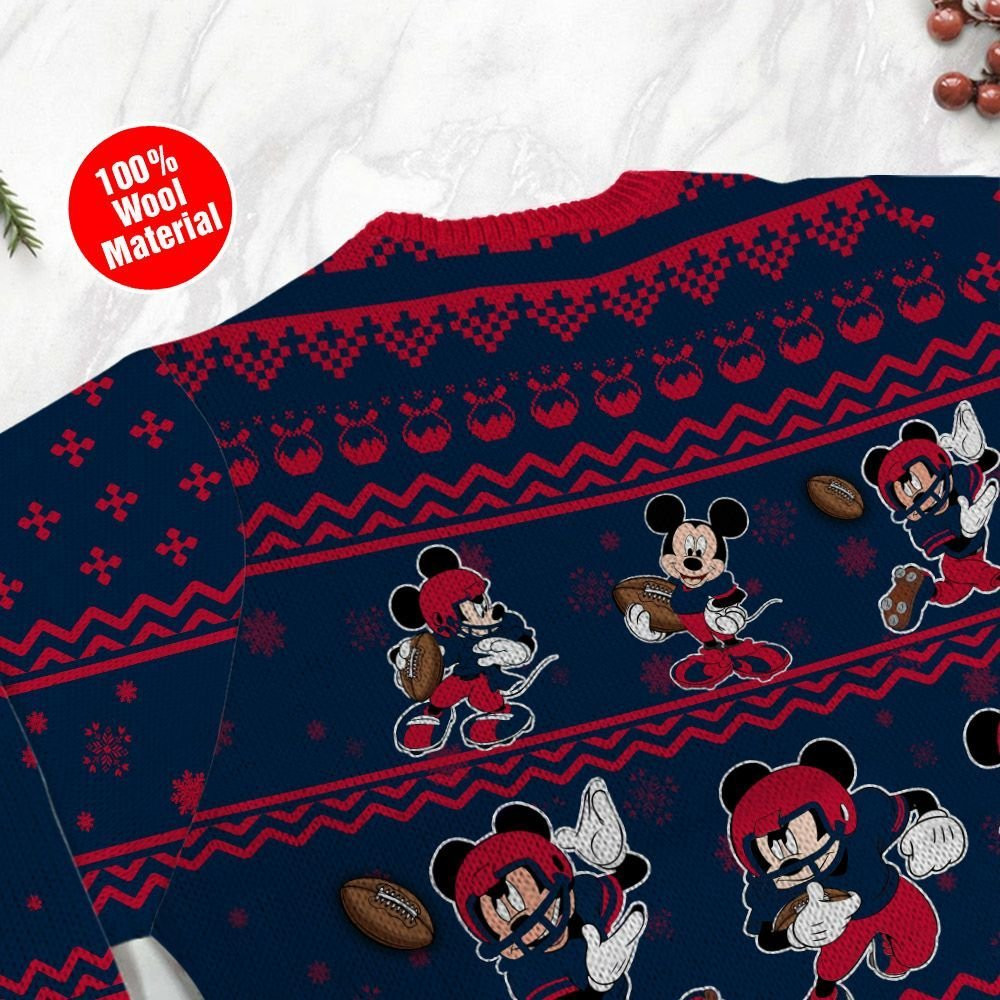 New England Patriots Mickey Mouse Ugly Christmas Sweater Adult 3D Funny Matching for family - Image 5