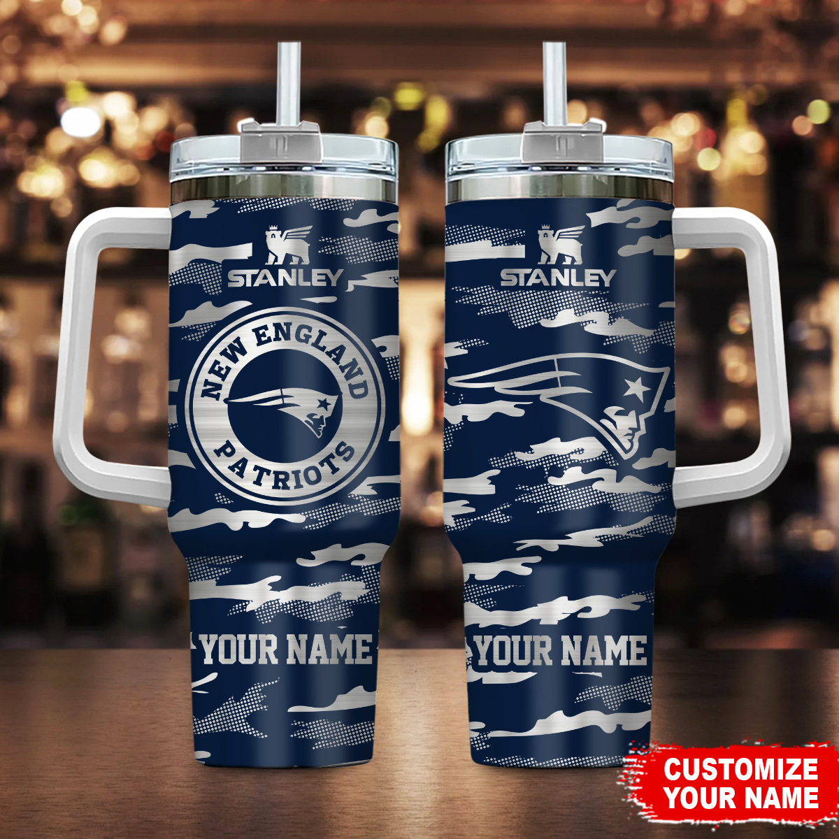New England Patriots NFL Camo Pattern Custom Stanley Cup 40 oz 30 oz Tumbler With HandleTVC230199