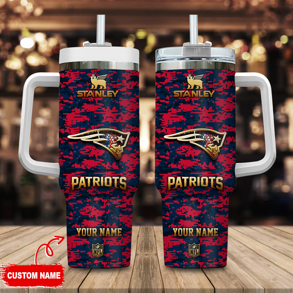 New England Patriots NFL Camouflage Golden Logo Custom Stanley Cup 40 oz 30 oz Tumbler With HandleTVC2301111