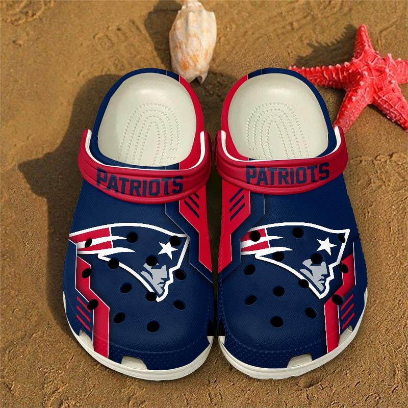 New England Patriots NFL Crocs Crocband Clogs Shoes Comfortable For Men Women and Kids