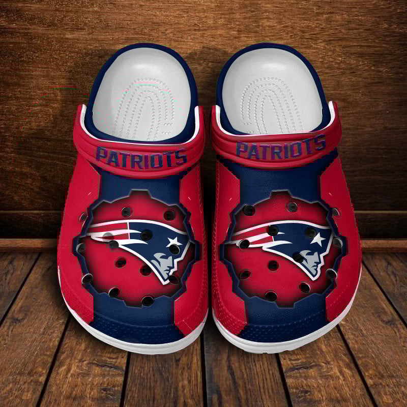 New England Patriots NFL Crocs Crocband Clogs Shoes Comfortable For Men Women and Kids