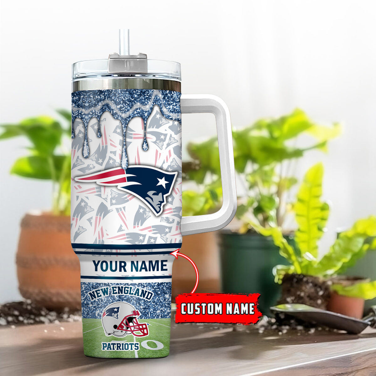 New England Patriots NFL Glitter Custom Stanley Cup 40 oz 30 oz Tumbler With HandleTVC230195