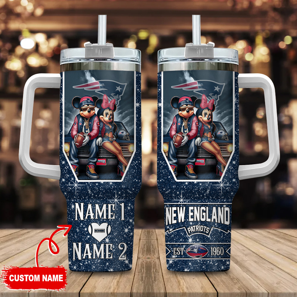 New England Patriots NFL Mickey And Minnie Couple Custom Stanley Cup 40 oz 30 oz Tumbler With HandleTVC230188