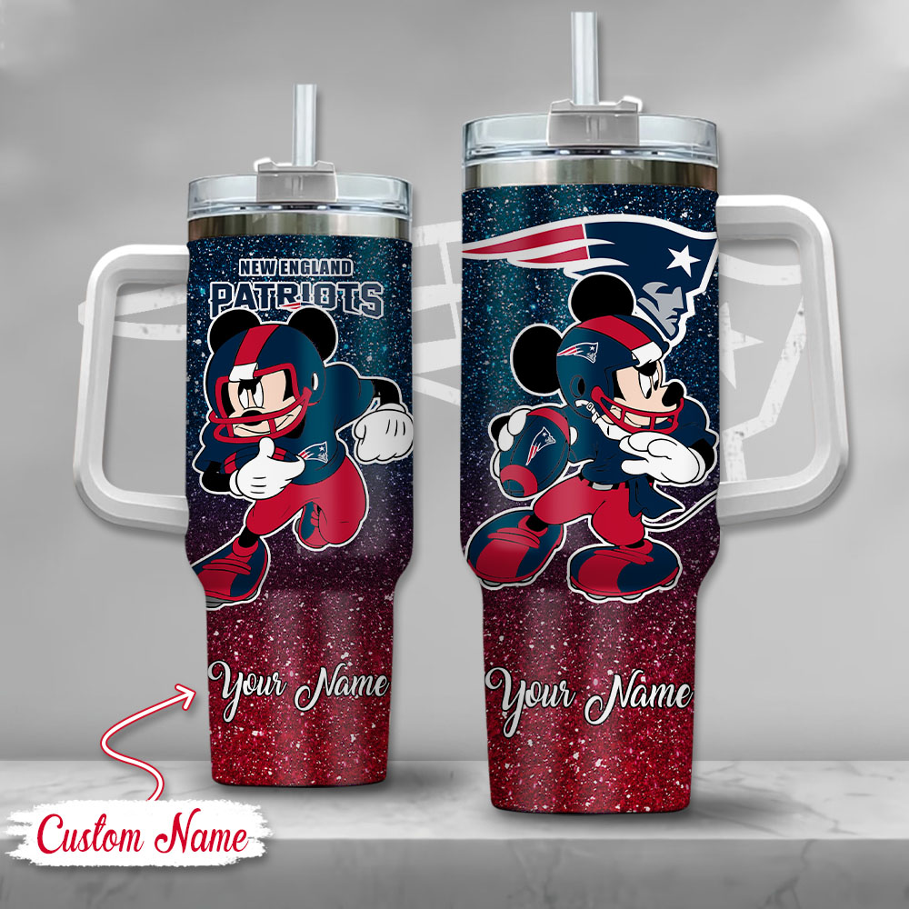 New England Patriots NFL Mickey Mouse Glitter Custom Stanley Cup 40 oz 30 oz Tumbler With HandleTVC230192