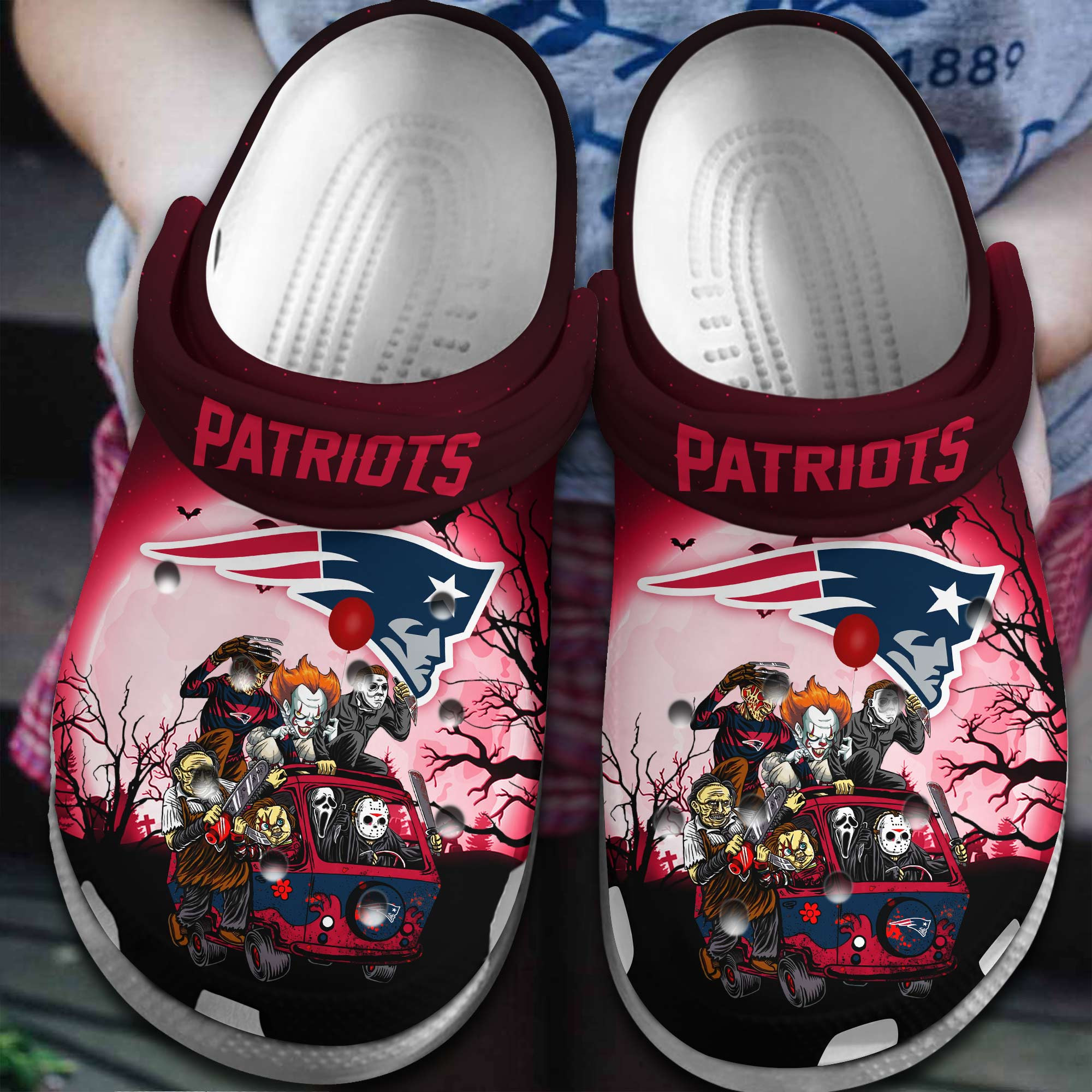 New England Patriots NFL Sport Crocs Crocband Clogs Shoes Comfortable For Men Women and Kids