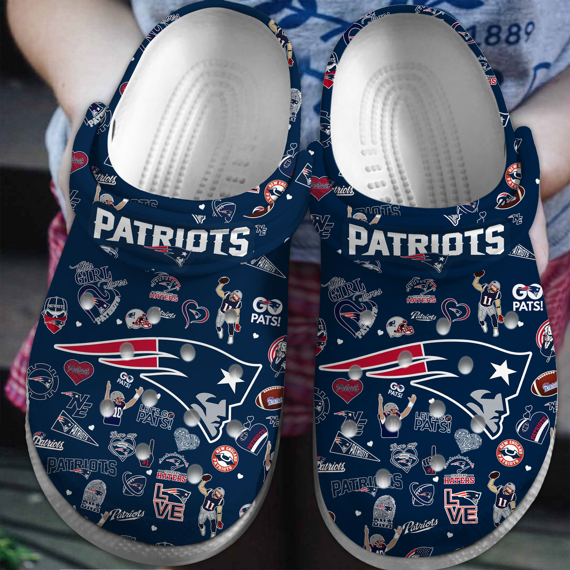 New England Patriots NFL Sport Crocs Crocband Clogs Shoes Comfortable For Men Women and Kids