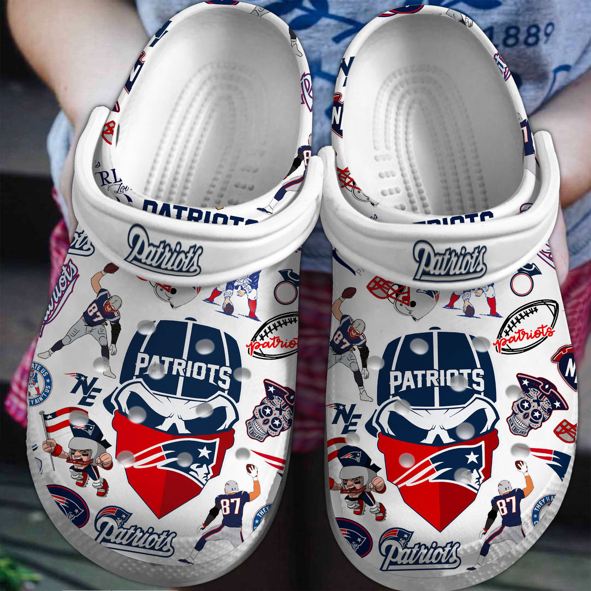 New England Patriots NFL Sport Crocs Crocband Clogs Shoes Comfortable For Men Women and Kids