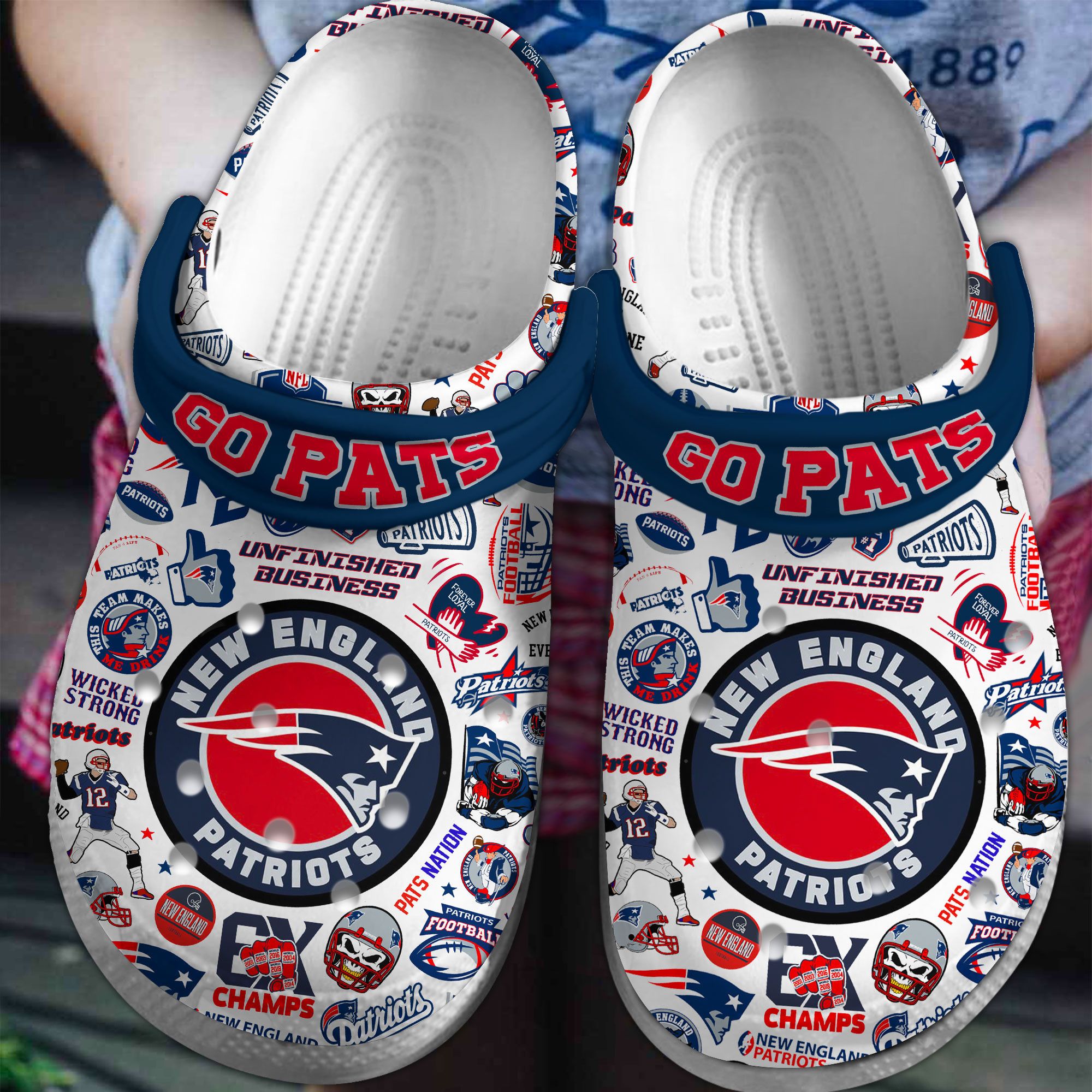 New England Patriots NFL Sport Crocs Crocband Clogs Shoes Comfortable For Men Women and Kids