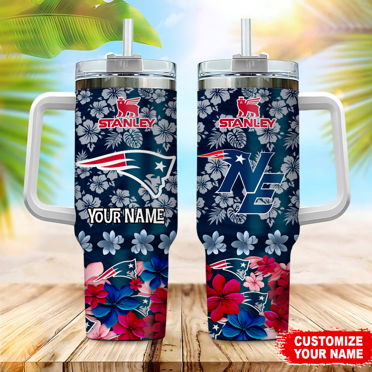 New England Patriots NFL Tropical Floral Custom Stanley Cup 40 oz 30 oz Tumbler With HandleTVC2301225