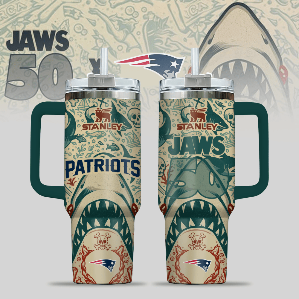 New England Patriots NFL x JAWS Custom Stanley Cup 40 oz 30 oz Tumbler With HandleTVC2301123