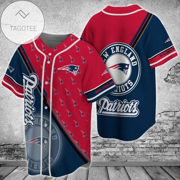 New England Patriots NLF Baseball Jersey Full Logo Vintage 3D Custom