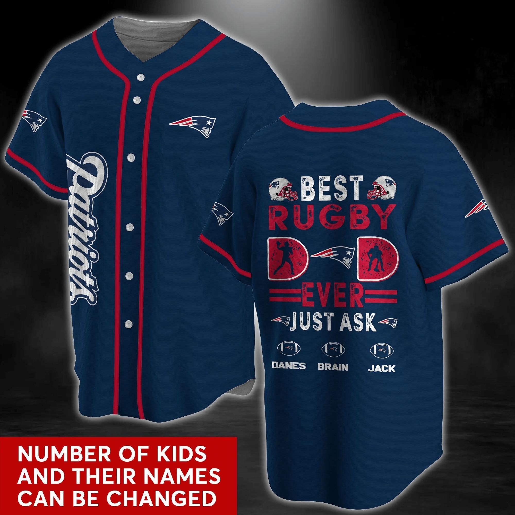 New England Patriots NLF Personalized Baseball Jersey Shirt Ã¢â‚¬â€œ Best Rugby Dad Ever
