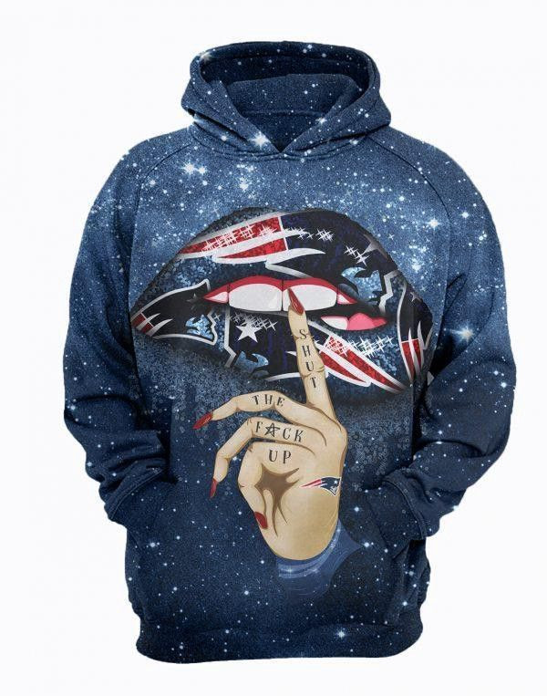 New England Patriots Shut The Fck Up Sexy Lips 3D All Over Print Hoodie, Zip Hoodie