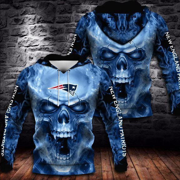 New England Patriots Skull 3D All Over Print Hoodie, Zip Hoodie