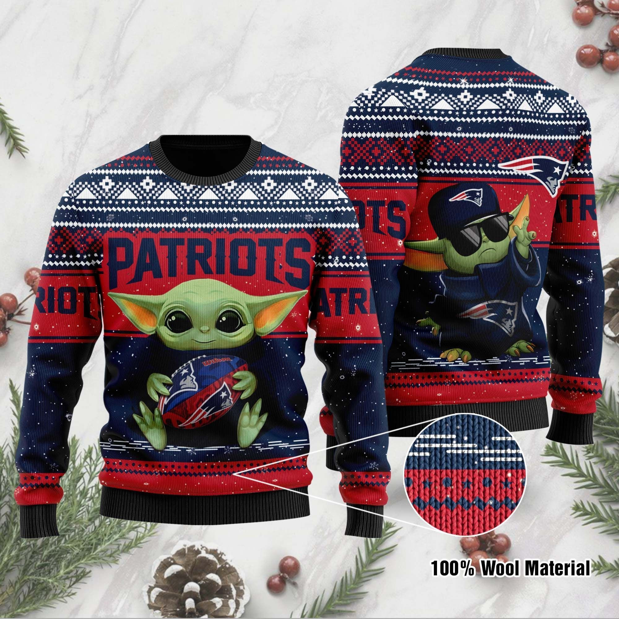 New England Patriots Sweater Ugly Christmas Sweater Adult 3D Funny Matching for family