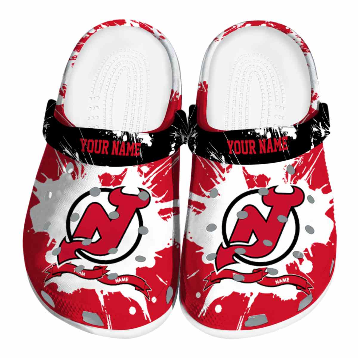 New Jersey Devils NHL Sport Crocs Crocband Clogs Shoes Comfortable For Men Women and Kids