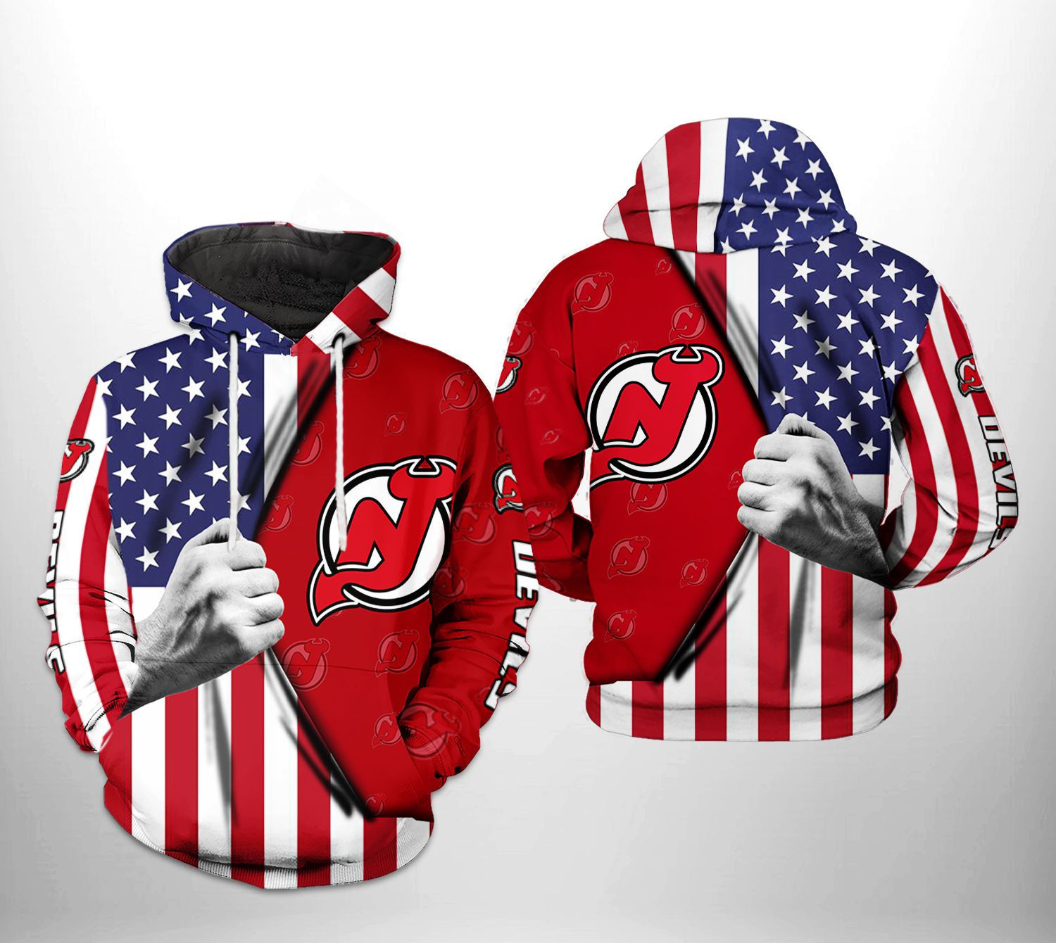 New Jersey Devils NHL US FLag 3D All Over Print Hoodie, Zip Hoodie