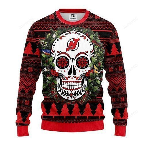 New Jersey Devils Skull Ugly Christmas Sweater Adult 3D Funny Matching for family