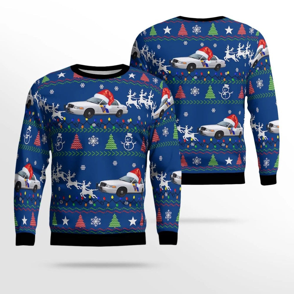 New Jersey State Police Ford Crown Victoria Christmas AOP Ugly Sweater Christmas Unisex Sweaters Gift For Christmas