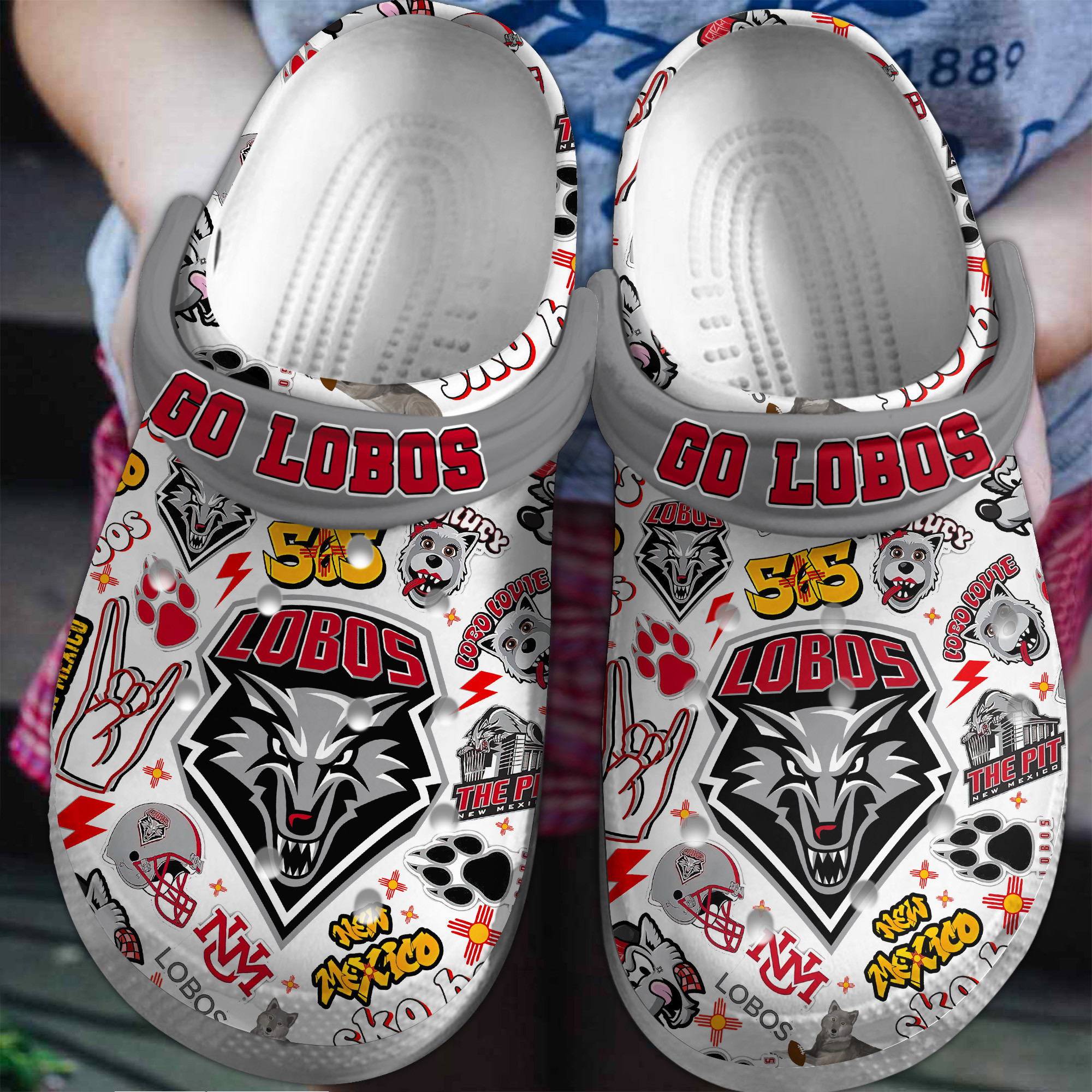 New Mexico Lobos NCAA Sport Crocs Crocband Clogs Shoes Comfortable For Men Women and Kids
